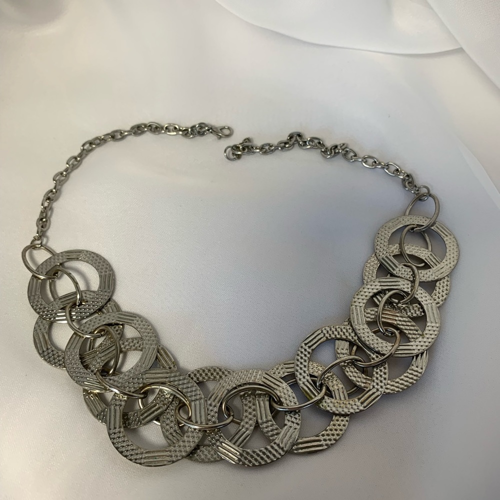 Silver Metal Ringed Necklace - Picture 2 of 4